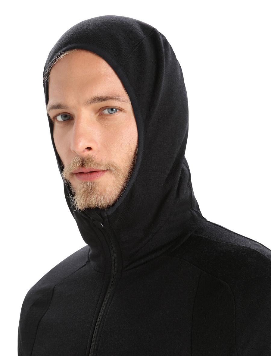 Men's Icebreaker ZoneKnit™ Merino Long Sleeve Zip Hoodie Black | CA 1673UZGT